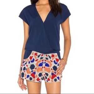 Revolve Chloe Oliver Womdrous Lusted Beaded Romper Navy Sz S